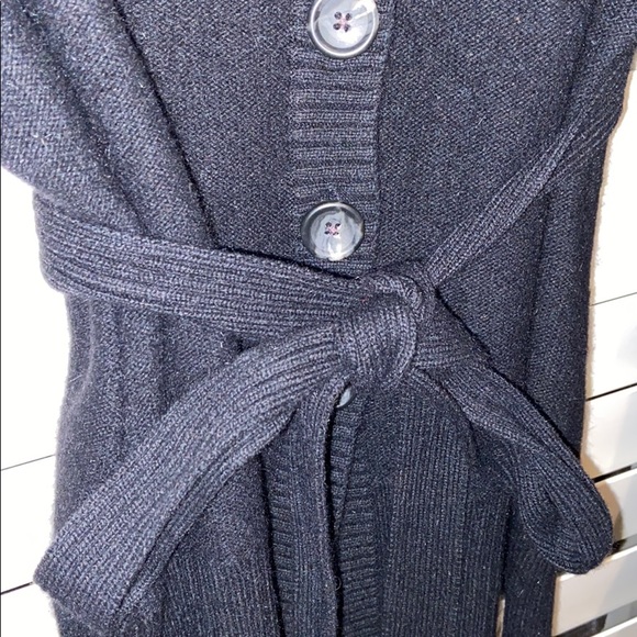 Banana Republic black 4 button cardigan sweater with detached belt. - Picture 8 of 13